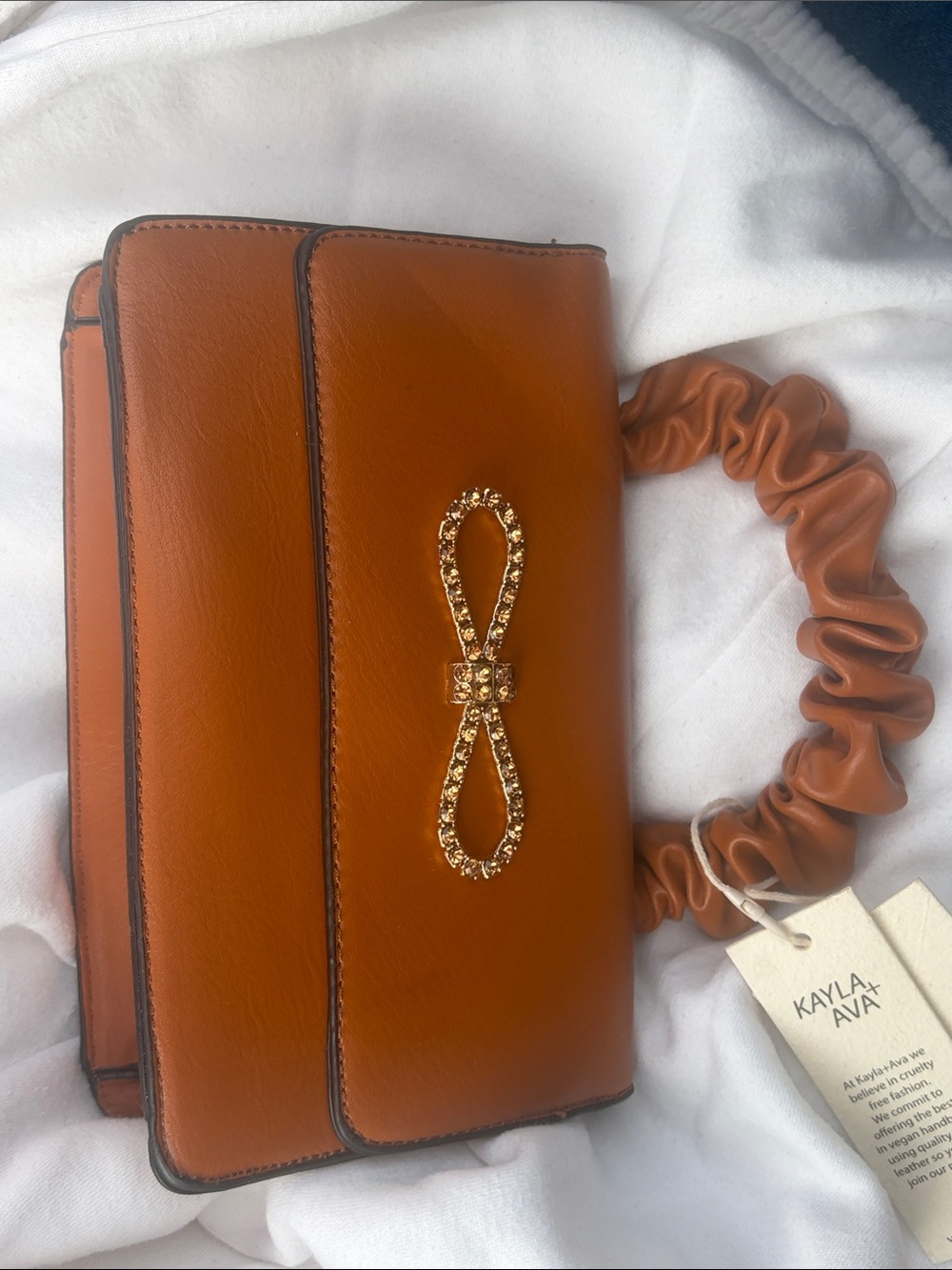 Mini Scrunch-Handle Crossbody in Tan